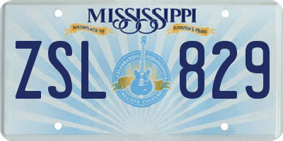MS license plate ZSL829