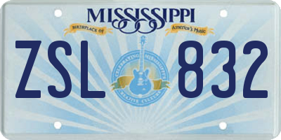 MS license plate ZSL832