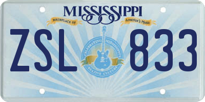 MS license plate ZSL833