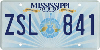 MS license plate ZSL841