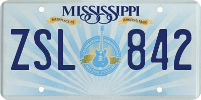 MS license plate ZSL842