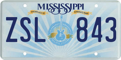 MS license plate ZSL843