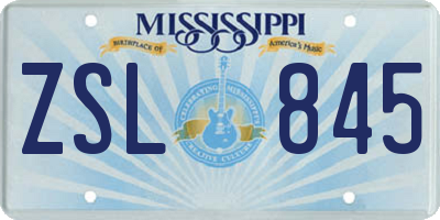 MS license plate ZSL845
