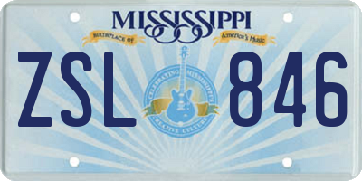 MS license plate ZSL846