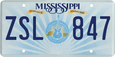 MS license plate ZSL847