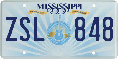 MS license plate ZSL848