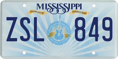 MS license plate ZSL849