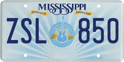 MS license plate ZSL850