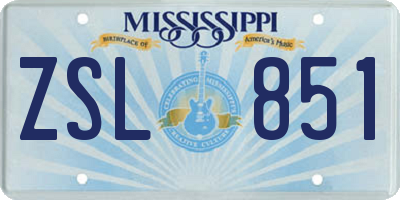 MS license plate ZSL851