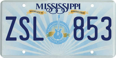 MS license plate ZSL853