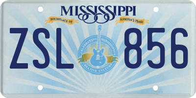 MS license plate ZSL856