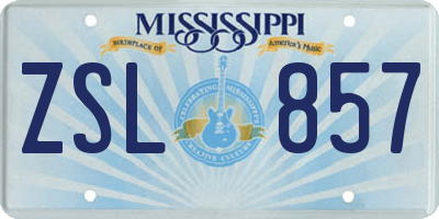 MS license plate ZSL857