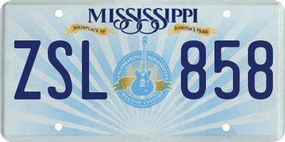 MS license plate ZSL858