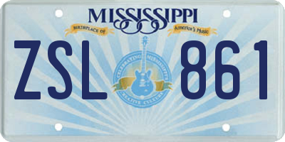 MS license plate ZSL861