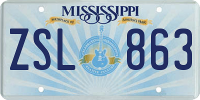 MS license plate ZSL863