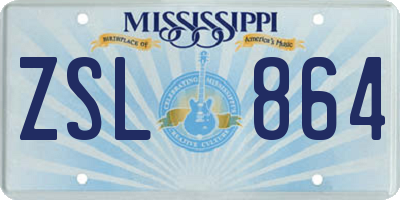 MS license plate ZSL864