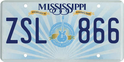 MS license plate ZSL866