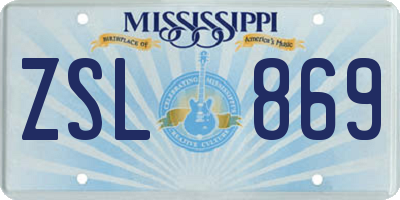 MS license plate ZSL869