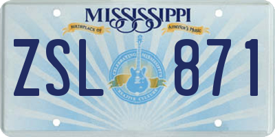 MS license plate ZSL871
