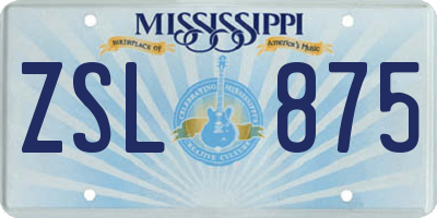 MS license plate ZSL875