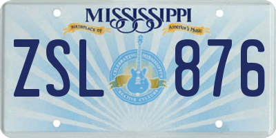MS license plate ZSL876