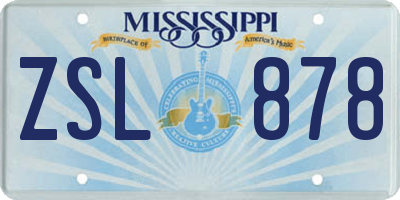 MS license plate ZSL878