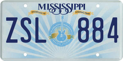 MS license plate ZSL884