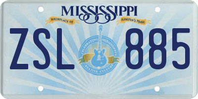 MS license plate ZSL885