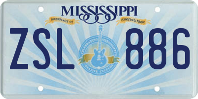 MS license plate ZSL886