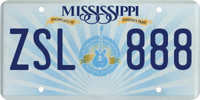 MS license plate ZSL888