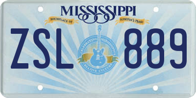 MS license plate ZSL889