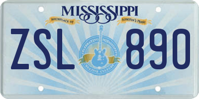 MS license plate ZSL890