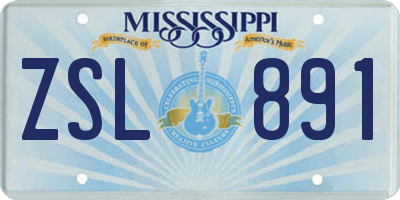 MS license plate ZSL891