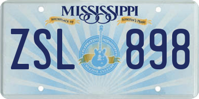 MS license plate ZSL898
