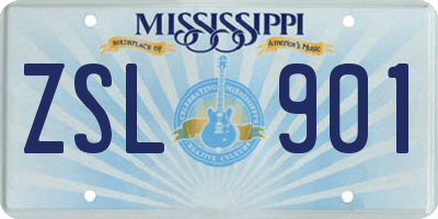 MS license plate ZSL901