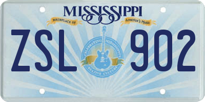 MS license plate ZSL902