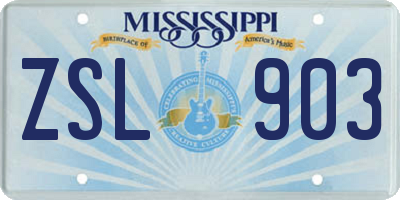 MS license plate ZSL903