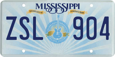 MS license plate ZSL904