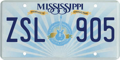 MS license plate ZSL905
