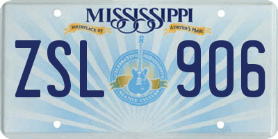 MS license plate ZSL906