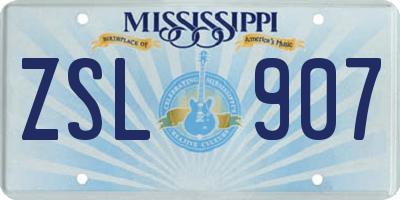 MS license plate ZSL907