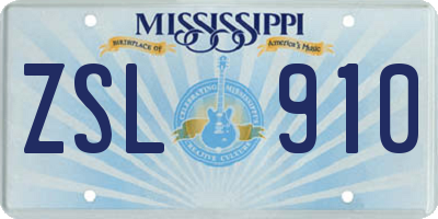 MS license plate ZSL910