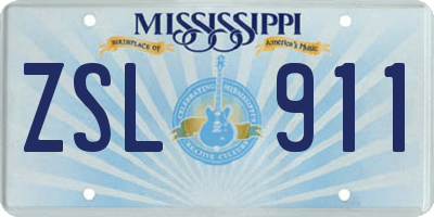 MS license plate ZSL911