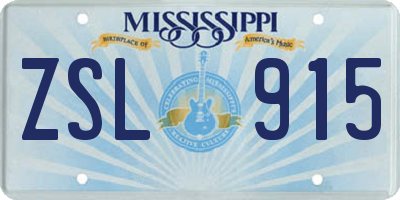 MS license plate ZSL915