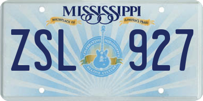 MS license plate ZSL927