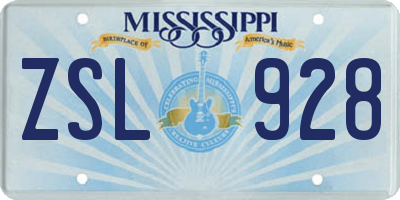 MS license plate ZSL928