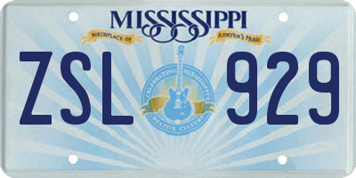 MS license plate ZSL929
