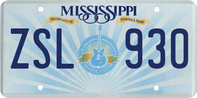 MS license plate ZSL930