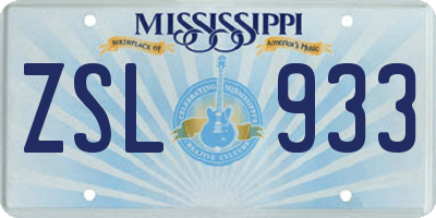 MS license plate ZSL933
