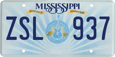 MS license plate ZSL937